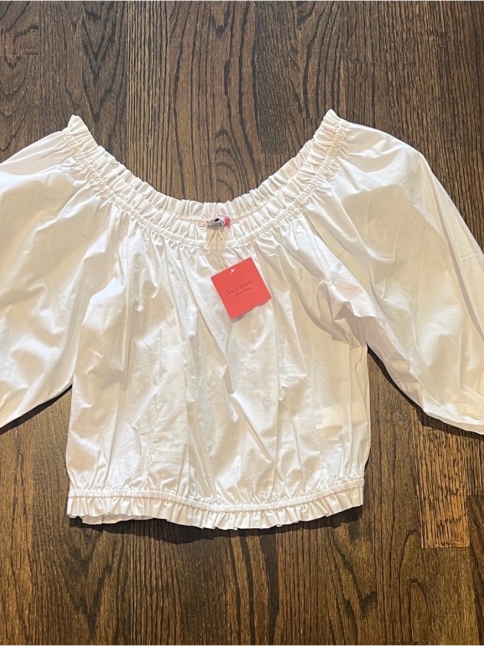 kate spade White Off-Shoulder Puff Sleeve Top